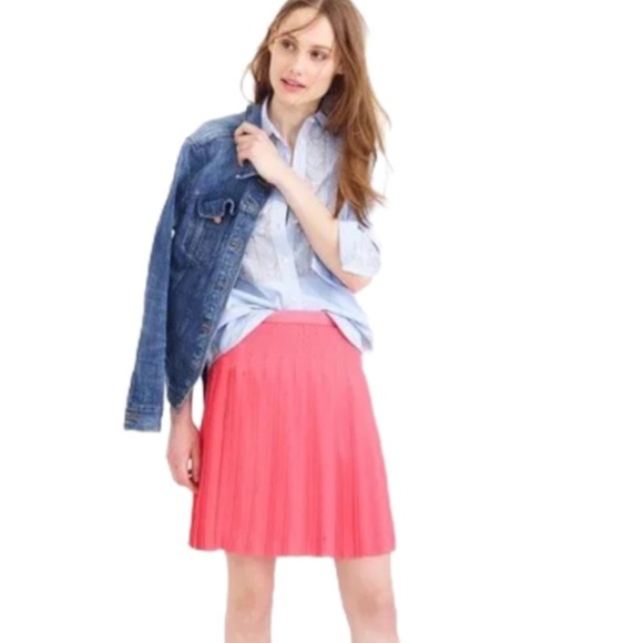J Crew Coral Pleated Mini Skirt C5625 - Picture 4 of 16